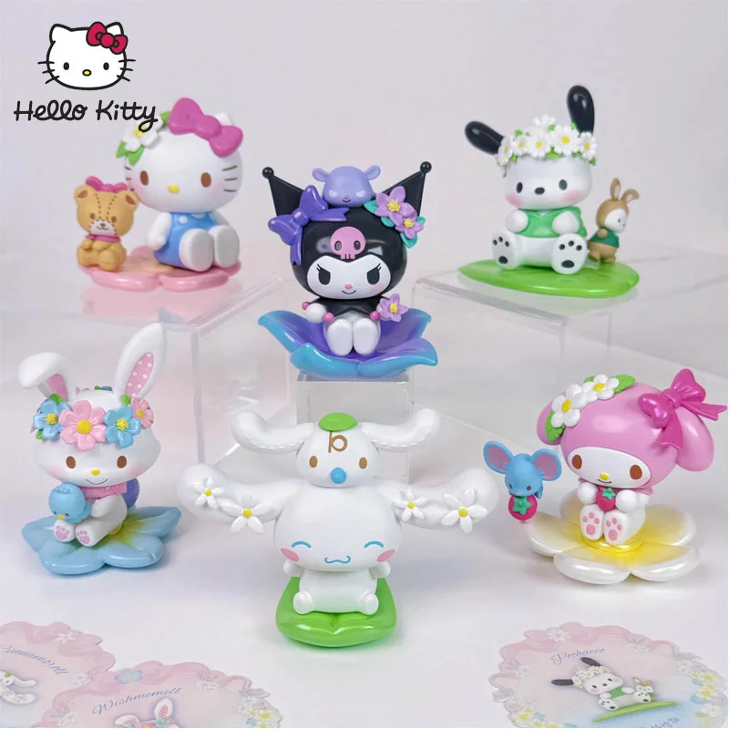 

Sanrio Flower Series, милая фигурка слепых коробок, модная коллекционная игрушка для девочек Kuromi Cinnamoroll Melody, новый стиль, подарок на день рождения