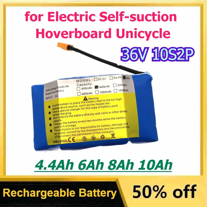 

36V4.4Ah 6Ah 8Ah 10Ah 10S2P Rechargeable Li-Ion Battery for Electric Self-suction Hoverboard Unicycle Twist and Turn Car Battery