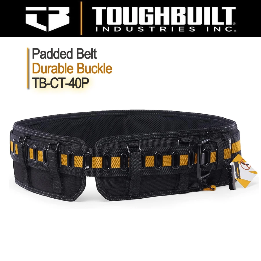 Imagem -04 - Toughbuilt Tb-ct40p Cinto Acolchoado para Profissionais Fivela de Aço Fivela Resistente Suporte Traseiro para Cintura Bolsa Clip Tech Hubs