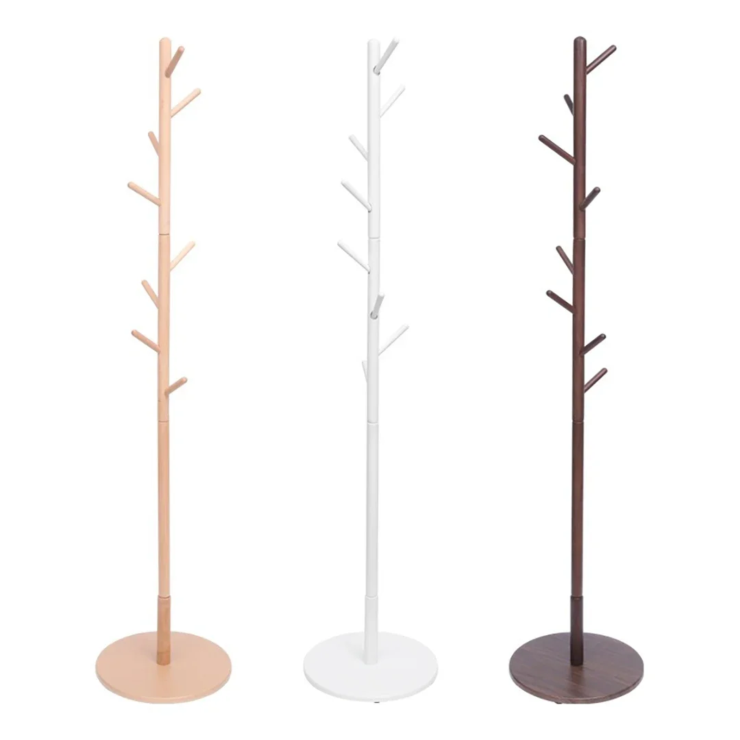 

Floor-to-ceiling solid wood coat rack Household bedroom disc solid wood coat rack Simple vertical hanger Single rod bag hanger