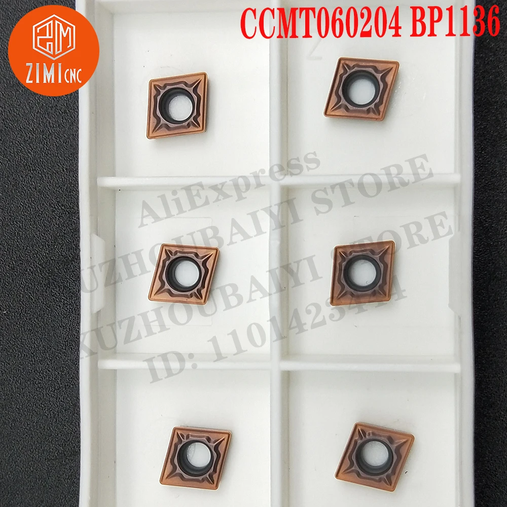 CCMT060204 BP1136 CCMT 060204 외부 초경 CNC 도구 기계적인 금속 선반 밀링 커터 초경 인서트 터닝 인서트