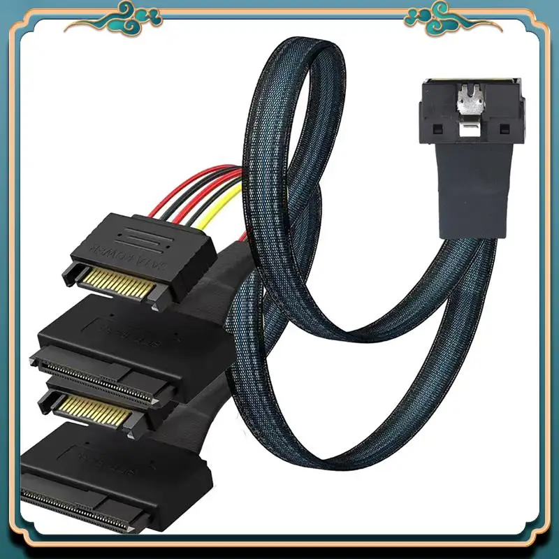 (신규)-듀얼 SFF-8639 U.2 Nvme SSD 고속 데이터 케이블, PCI-E 슬림라인 SAS SFF-8654 8I, SATA 전원 1M 포함