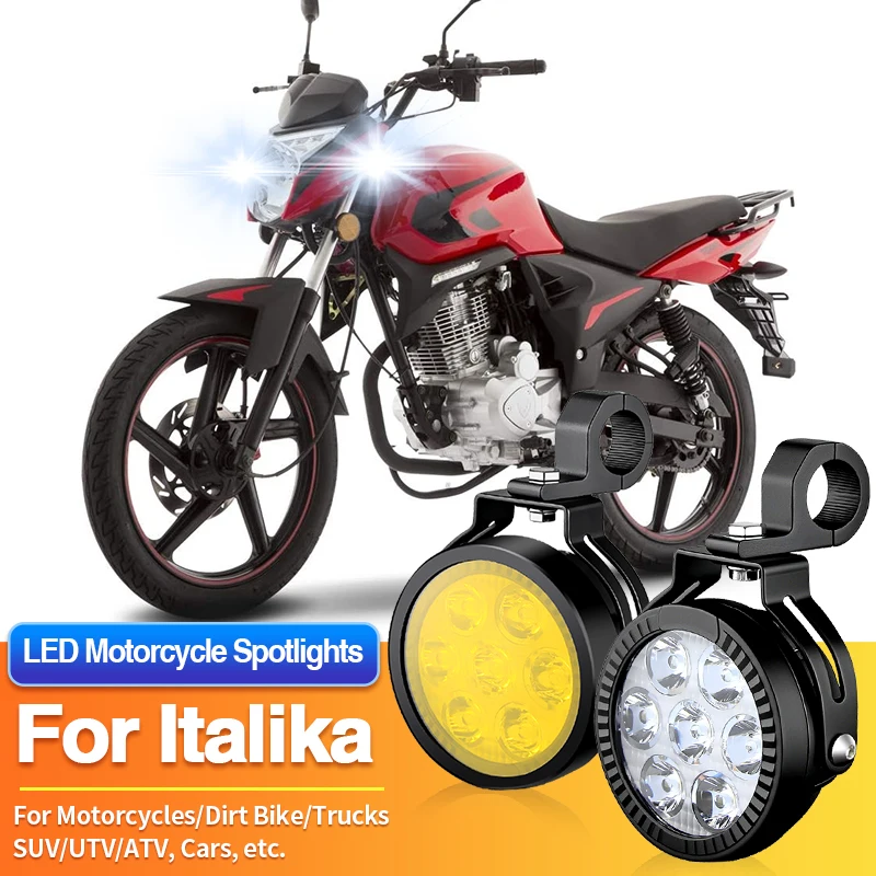 

1 Set Universal Motorcycles Headlight LED Fog Light Dual Color Spotlights for Italika BIT150/D125/DM200/DM250/DS150/DS150G/DT150