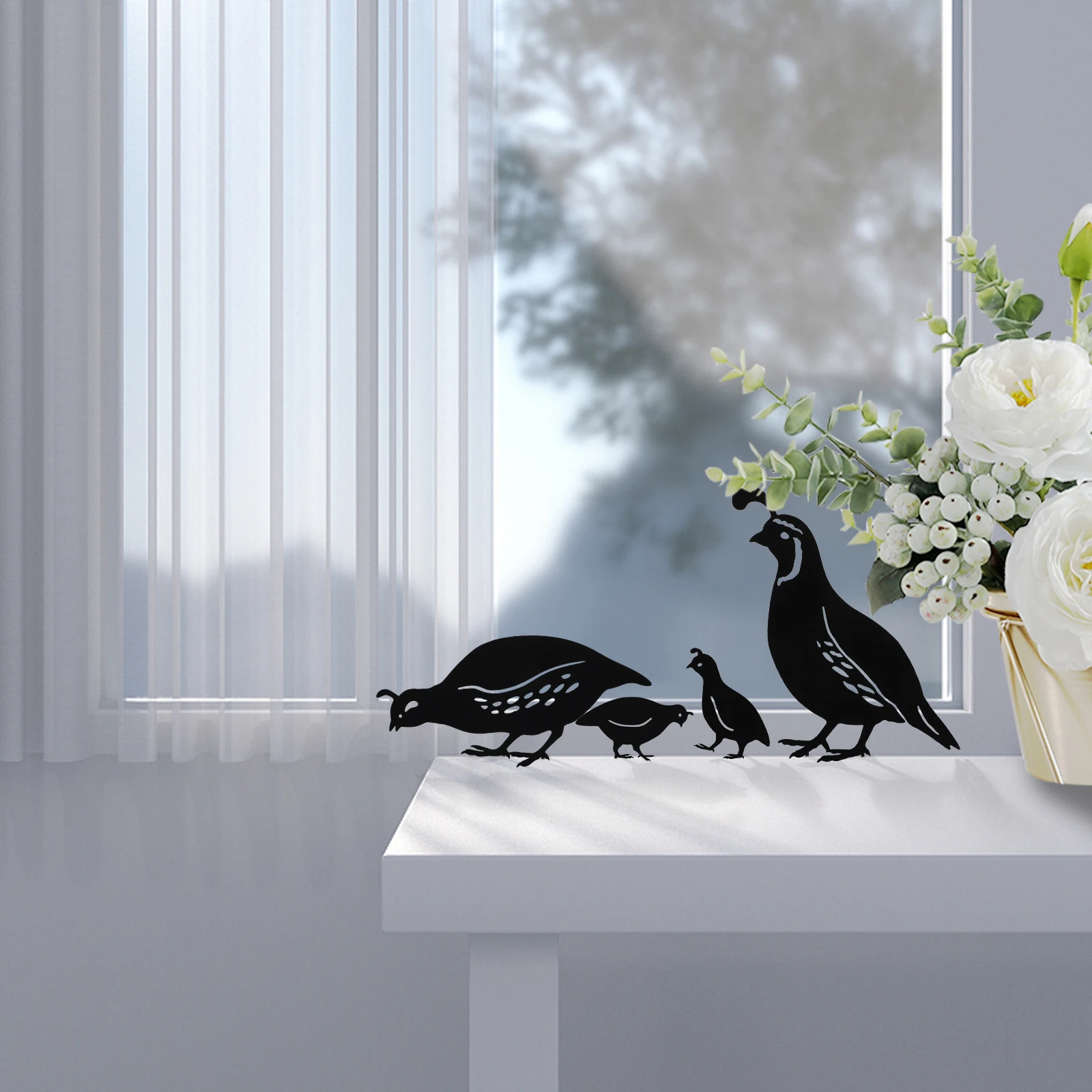 

4 шт. реалистичные металлические украшения для перепелов для сада, лужайки, двора, уличные колья на солнечной энергии, сделай сам, вечерние, праздничный декор