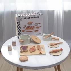 Wooden children's simulation kitchen toys,early education educational toys, simulationpots and pans, food, role-play chef