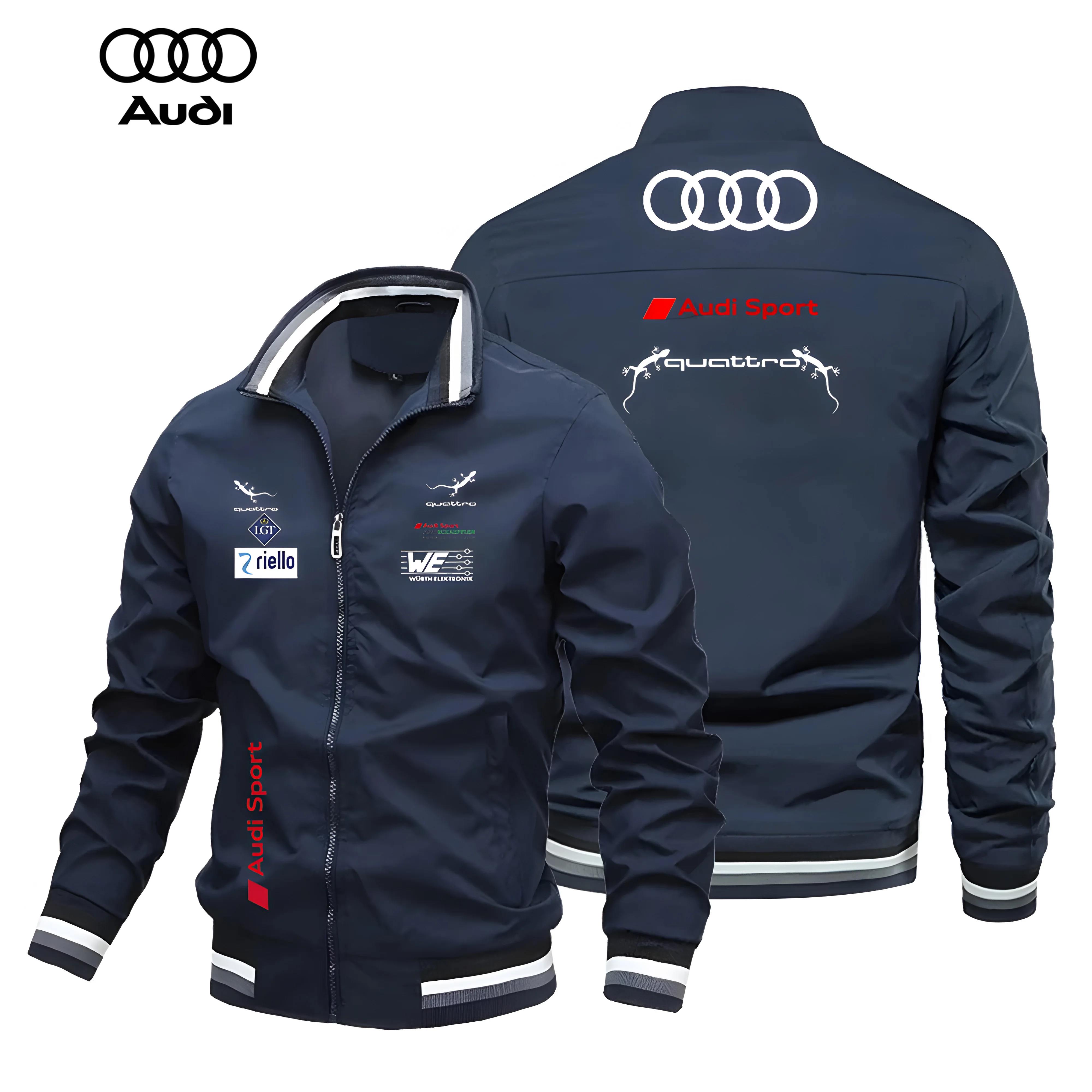 2026 AUDI Spring Autumn Zipper Jacket Casual Sports Jacket with Side Pocket for Youths