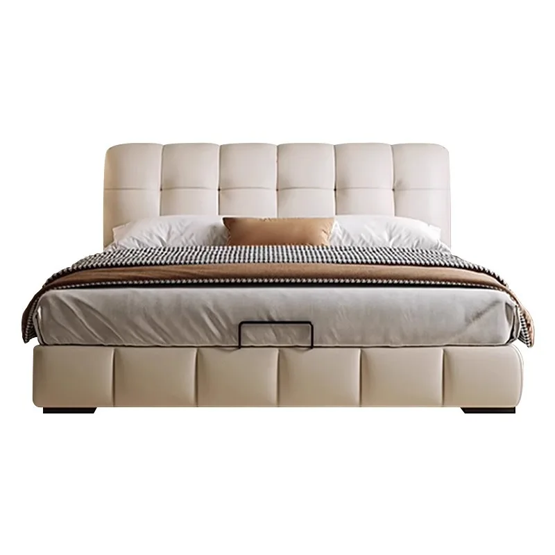 

Modern minimalist cream wind puff leather bed master bedroom high-end atmosphere 1.8 meters double bed storage wedding bed
