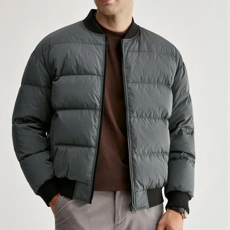 

New Down Male Jackets Luxury Autumn Winter Baseball Collar Plaids Men's Down Coats Fashion Slim Fit Casual Man Jackets 3XL