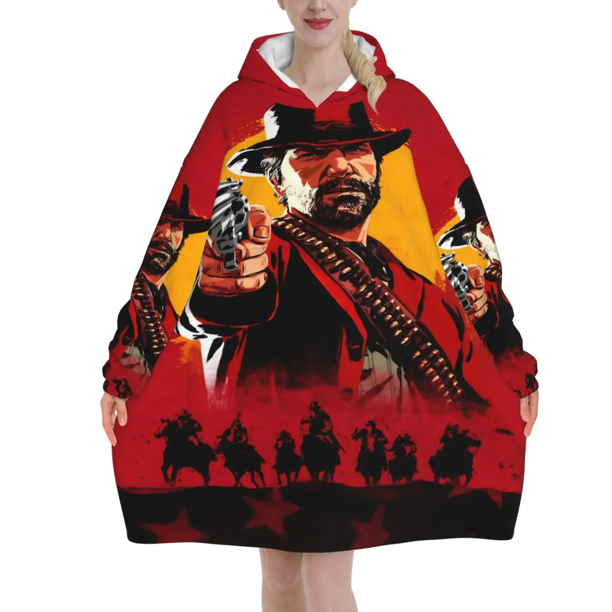 Arthur Morgan Blanket Hoodie Oversized Wearable Sweatshirt Blanket Warm Gifts for Women Girls Girlfriend