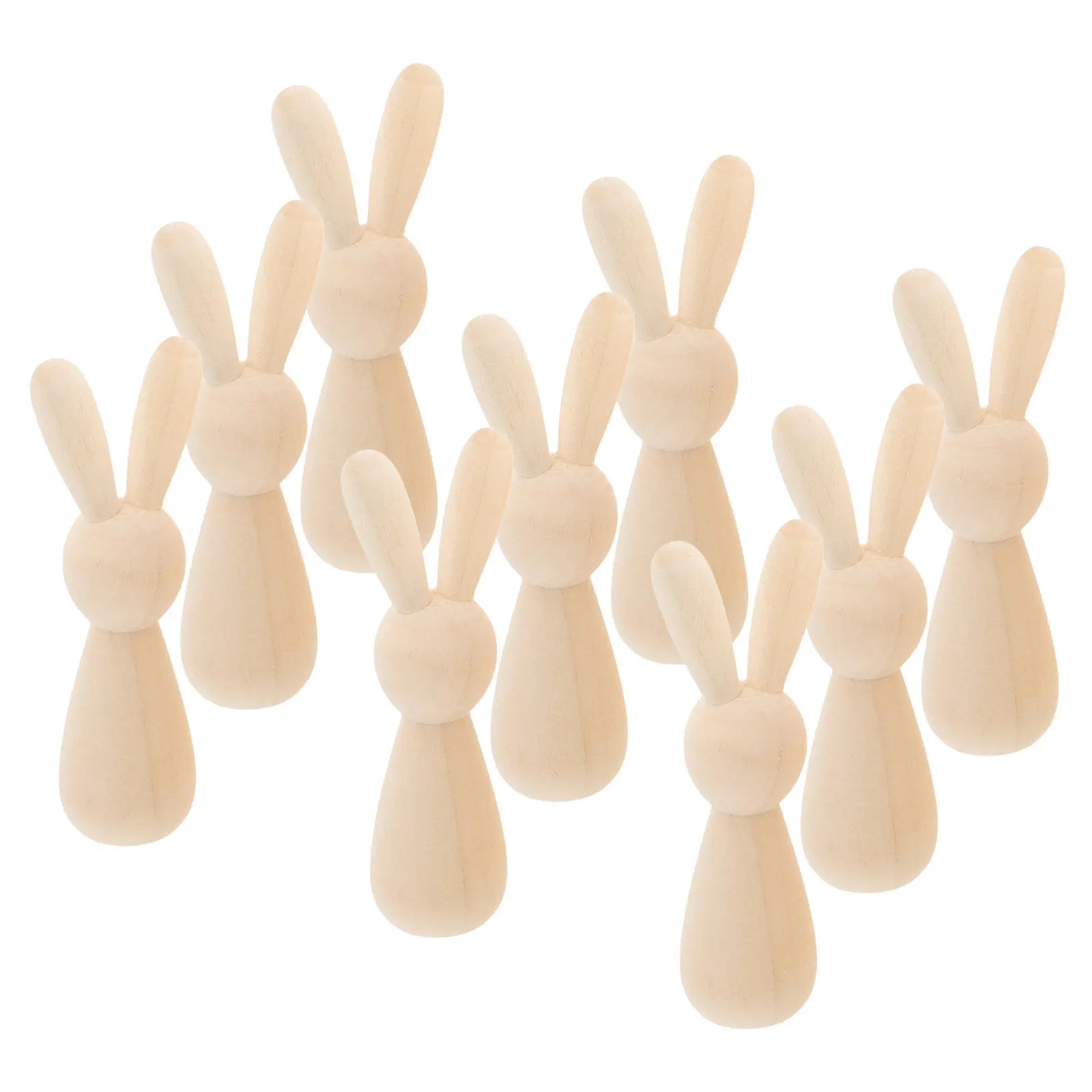 9Pcs Mini Wooden Bunny Sculptures Unpainted Craft Kit for DIY Painting Family Activity Cozy Home Decor Easter Bunny Ornament