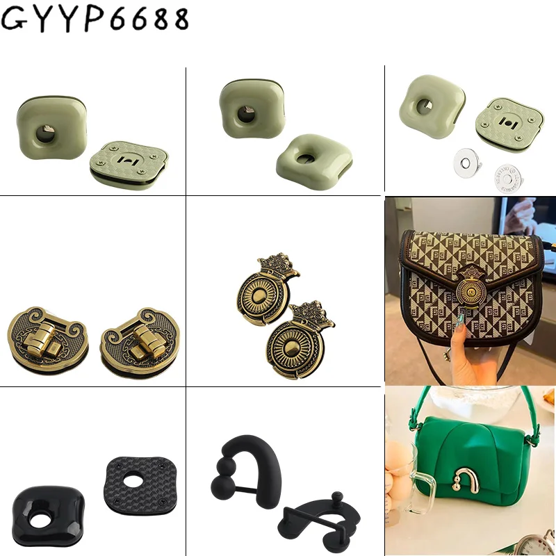 Metal Clasp Turn Locks For Bags Handbag Shoulder Purse Magnetic Lock Closure Buckle DIY Decorative Hardware Accessories