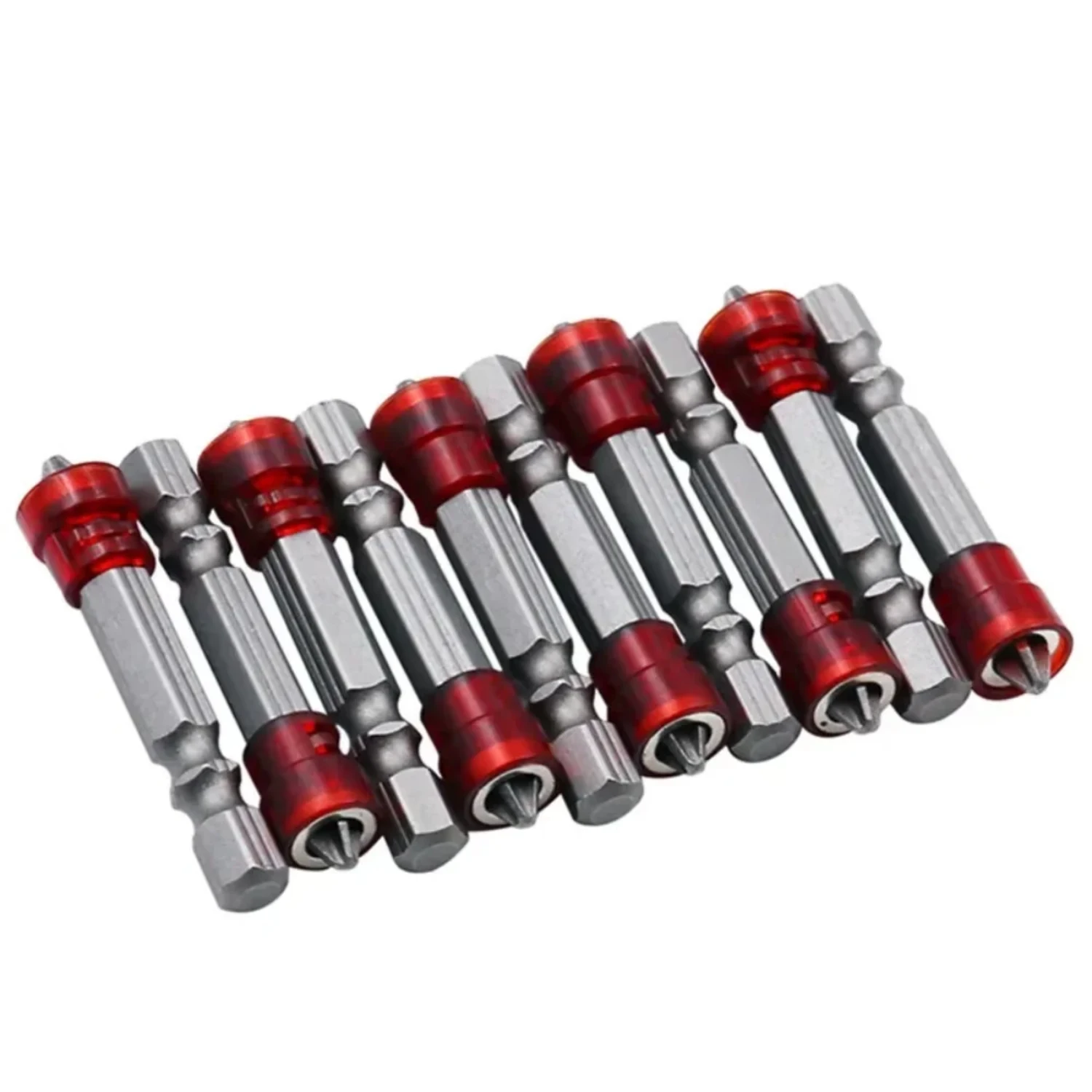 Powerful Enhanced Red Magnetic Hex Shank 1/4" Screwdriver Bits with Strong Magnetizer - Magnetic Power Driver for Cross Bit Hand