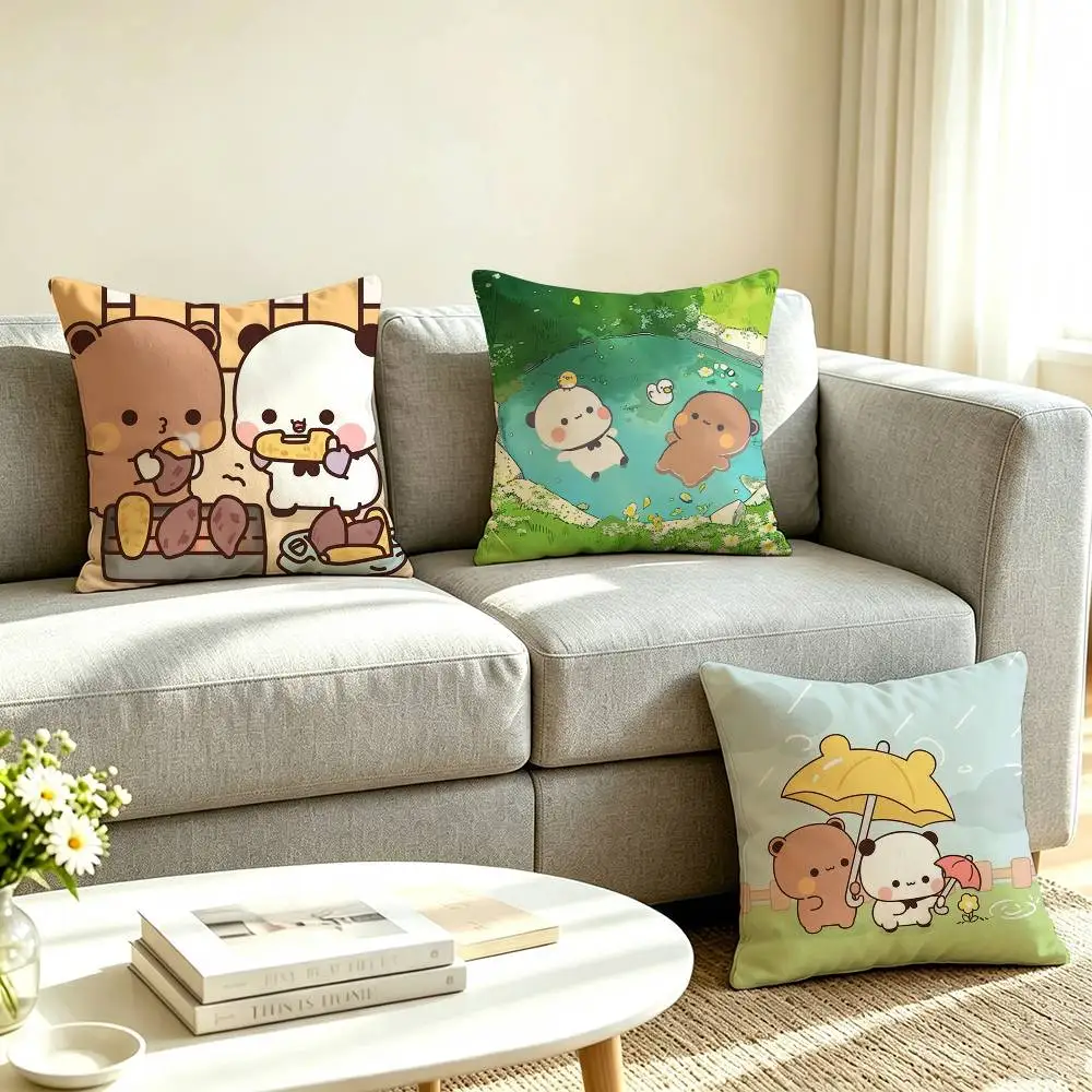 C-Cute Panda Bubu Dudu  Square Double-Sided printed Pillow Case Bedroom Bedside Pillow Sofa Cushion Cover