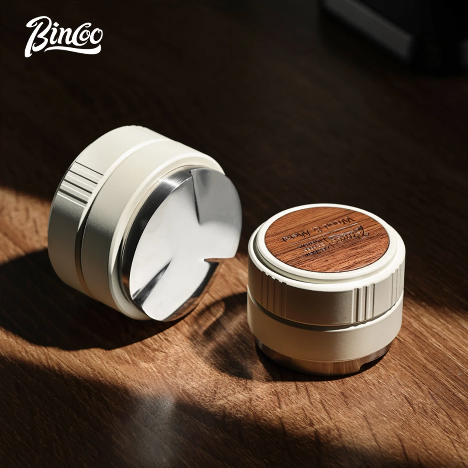 BINCOO موزع القهوة اسبريسو أداة توزيع مستوي غطاء الخشب قابل للتعديل يناسب 51 مللي متر 58 مللي متر Portafilter باريستا اكسسوارات