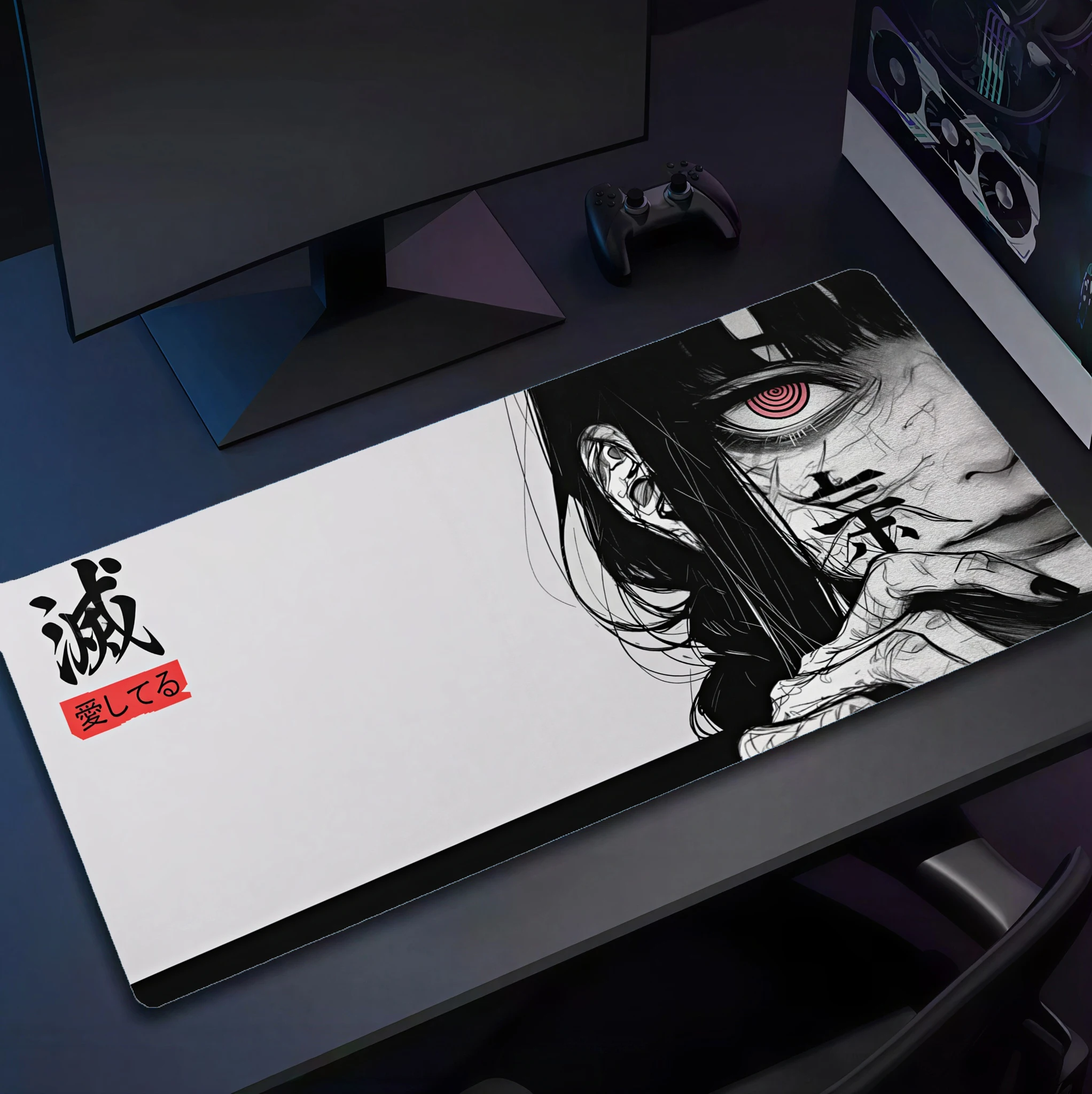 Art Makima Comic Black & White Mouse Pad Dark Girl Gamer Computer Accessories Chinese Character Love Keyboard Laptop Desk Mats