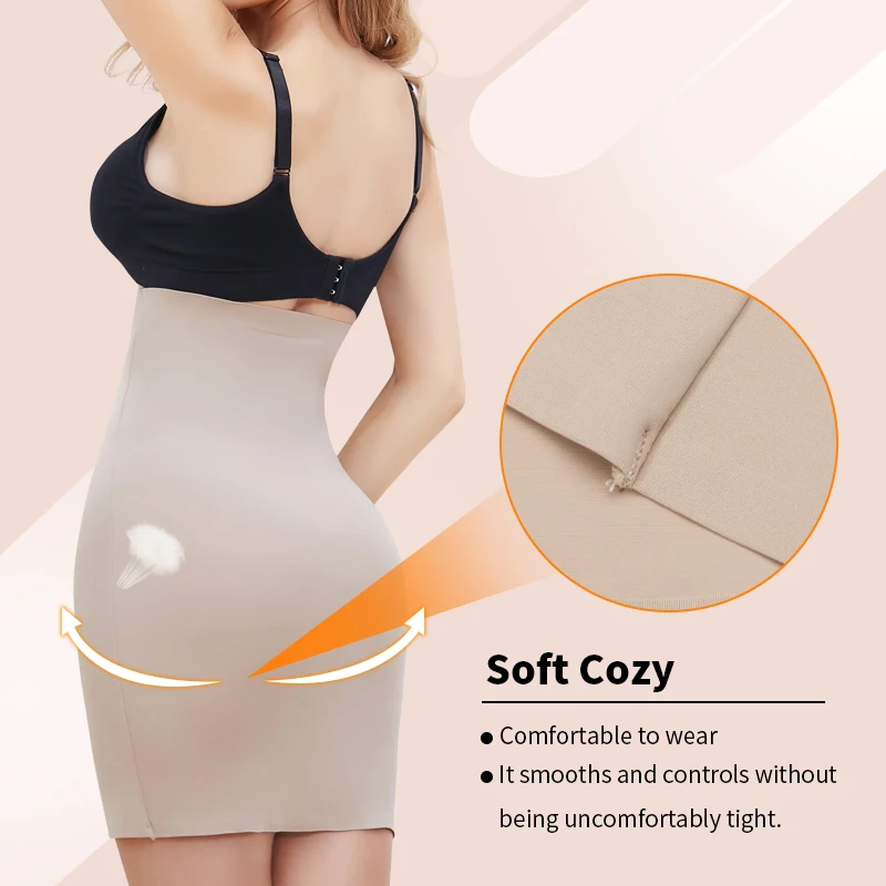 Sotto il ginocchio Anti-Cling sotto la gonna mezza slip per il vestito Shapewear Body Shaper senza cuciture liscio controllo della pancia biancheria