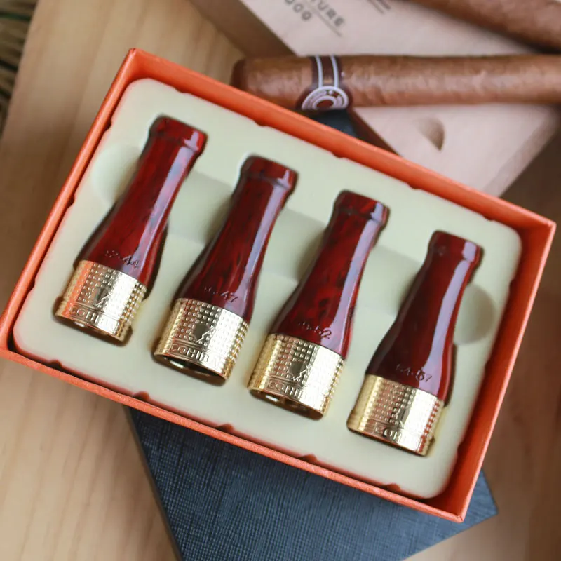 

4pcs/set Luxury Cigar Holder Pipe Set Cigar Pipe Holder Tube Cigar Mouthpiece Smoking Pipe With Gift Box