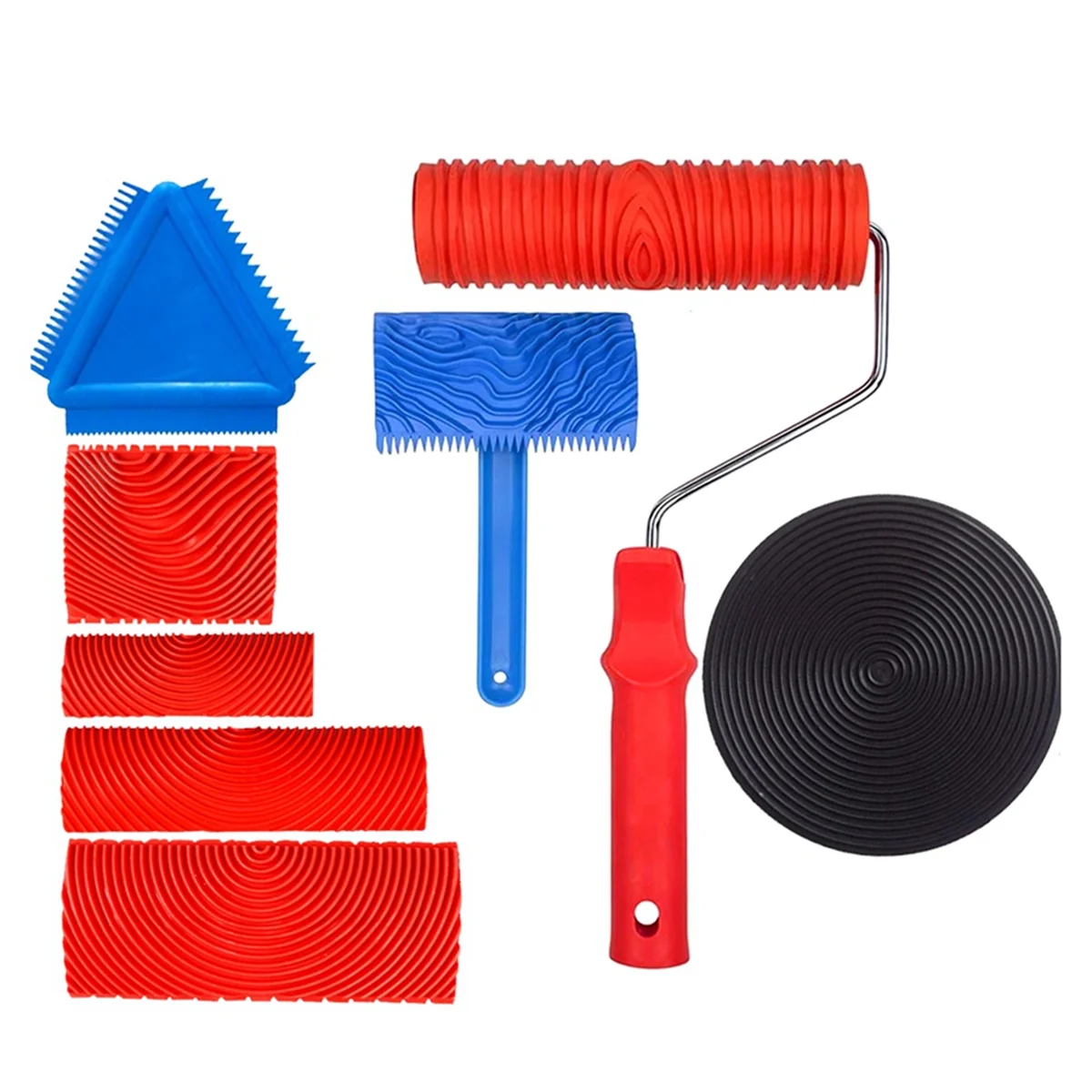 

Rubber Wood Graining Tools Set Texture DIY Paint Roller Brush Pattern for Wall Room Home Yard Garden Painting Tools