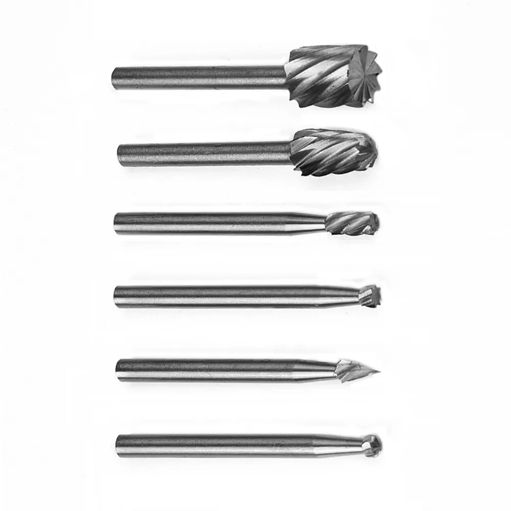 6 unids/set HSS Kit de brocas para enrutador herramienta de rebabas rotativas tallado de Metal y madera fresado herramientas de corte tallado de carpintería