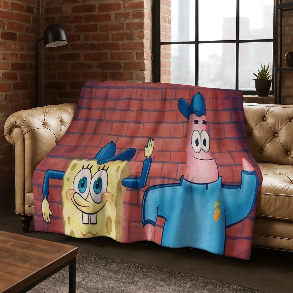 الكرتون S-سبونجبوب سكوير باتريك ستار الفانيلا بطانية لينة رمي بطانية للسرير غرفة نوم غرفة المعيشة السفر نزهة هدية #4