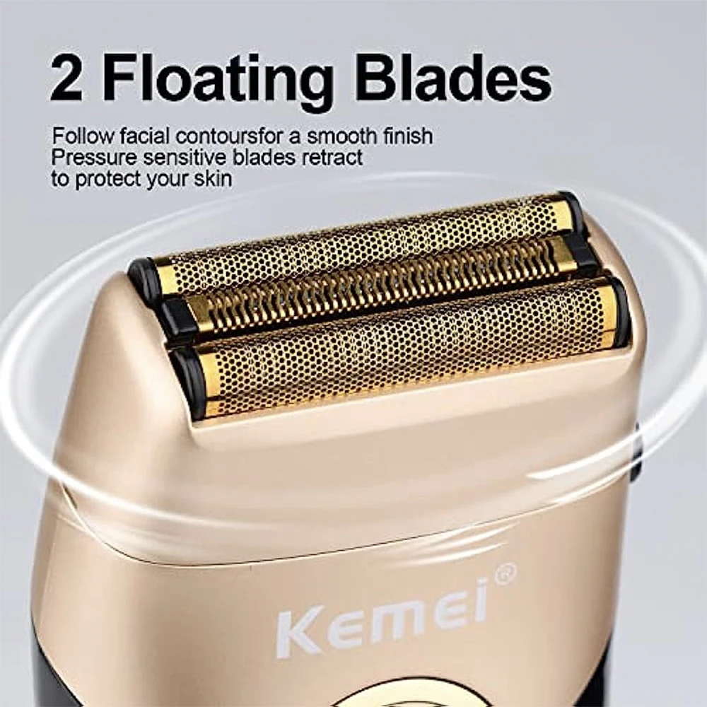 Kemei-Barbeador elétrico sem fio impermeável para homens, aparador de barba recarregável, barbeiro alternativo, Precision Twin Blade