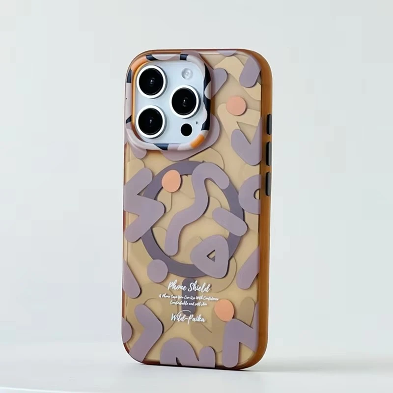 Geometric Graffiti MagSafe Phone Case For iPhone 16 12 13 14 15 Pro Max 16 Plus Magnetic Wireless Charging Hard Shockproof Cover