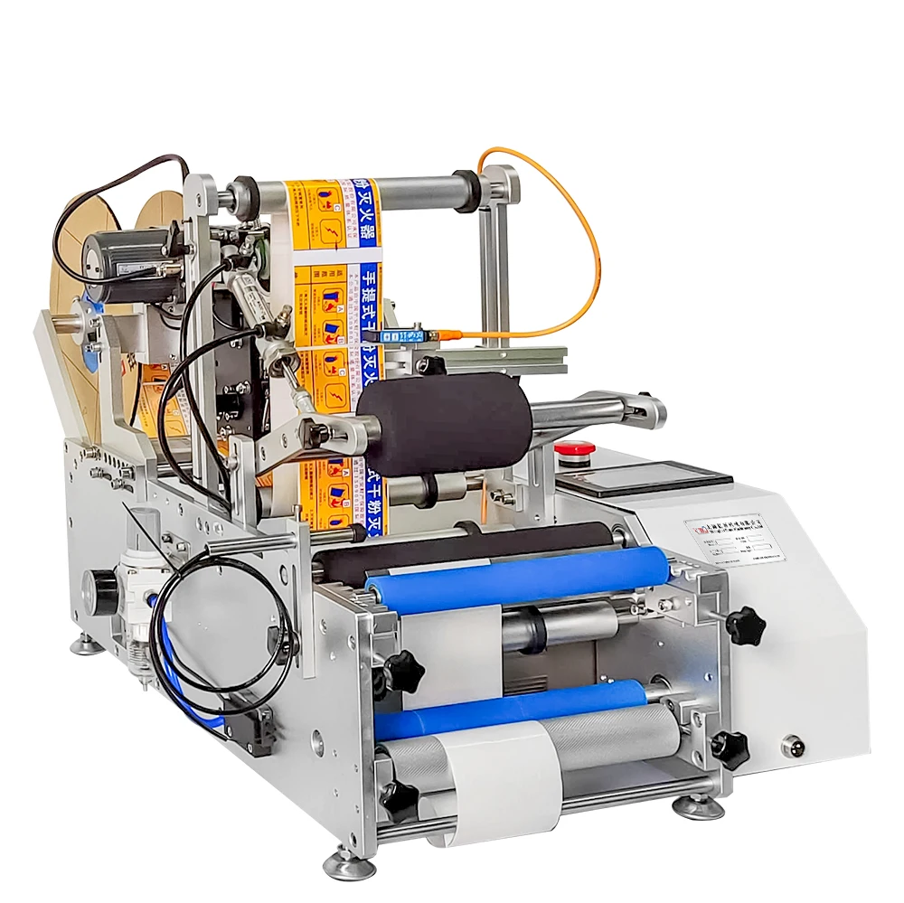 YIMU Manual Desktop Label Applicator Electric Semi Automatic Labeling Machine For Round Bottles