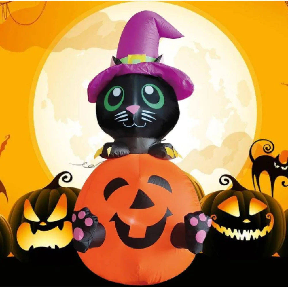 

Halloween Inflatable，with Pumpkin Lantern，Superhunter Cat，Jack-O-Lantern with Ghosts ，White Ghost ， Kitty Cat On Pumpkin