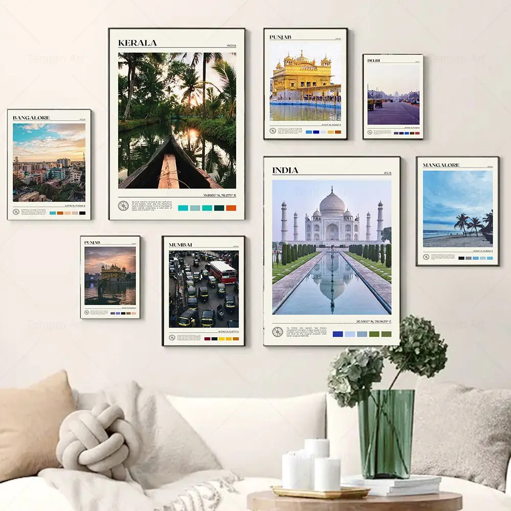 آسيا السفر قماش ملصق فيتنام الفلبين اليابان كوريا الجنوبية الهند الصين سنغافورة سيتي سكيب يطبع غرفة المعيشة جدار ديكور