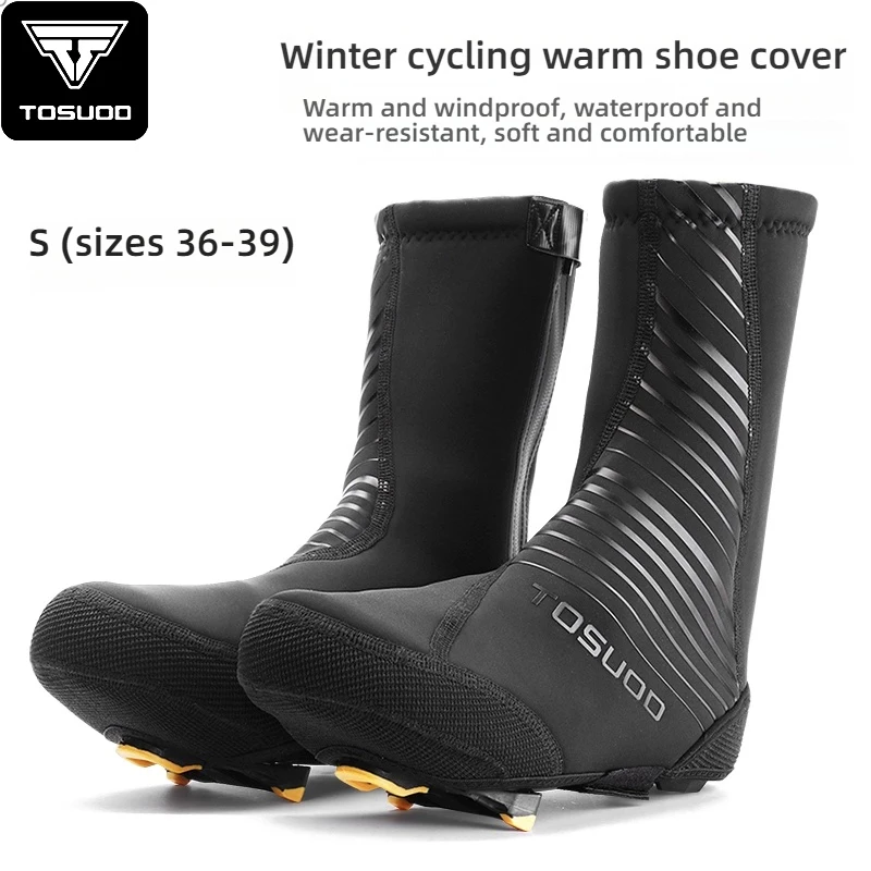 TOSUOD Winter Waterproof Cycling Shoe Cover Reflective Thermal Elastic Rainproof Bike Shoe Cover Cycling Overshoes Boot Covers