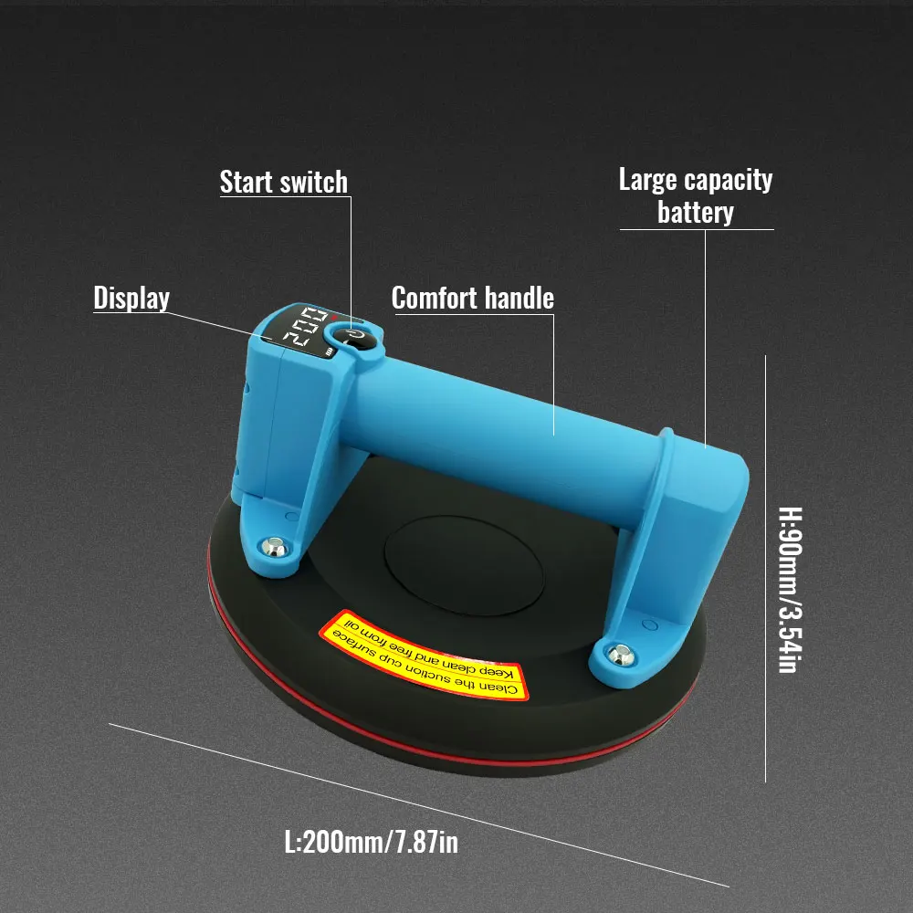 كوب شفاط المكنسة الكهربائية سعة تحميل 200 كجم مفرشة فراغ شديدة التحمل لرفع زجاج الجرانيت لامتصاص البلاط 8 بوصة #4