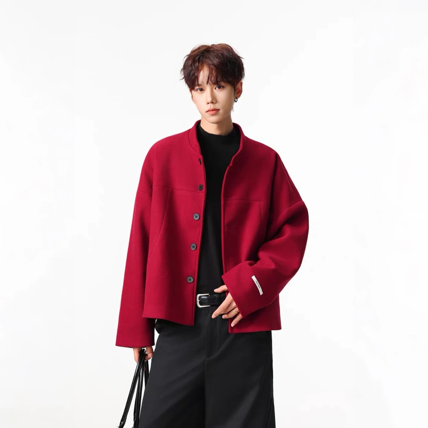 

Новая мужская шерстяная куртка в китайском стиле в стиле ретро, красная Ankela, модная элитная весенняя верхняя одежда на ощупь рождественская одежда, пальто