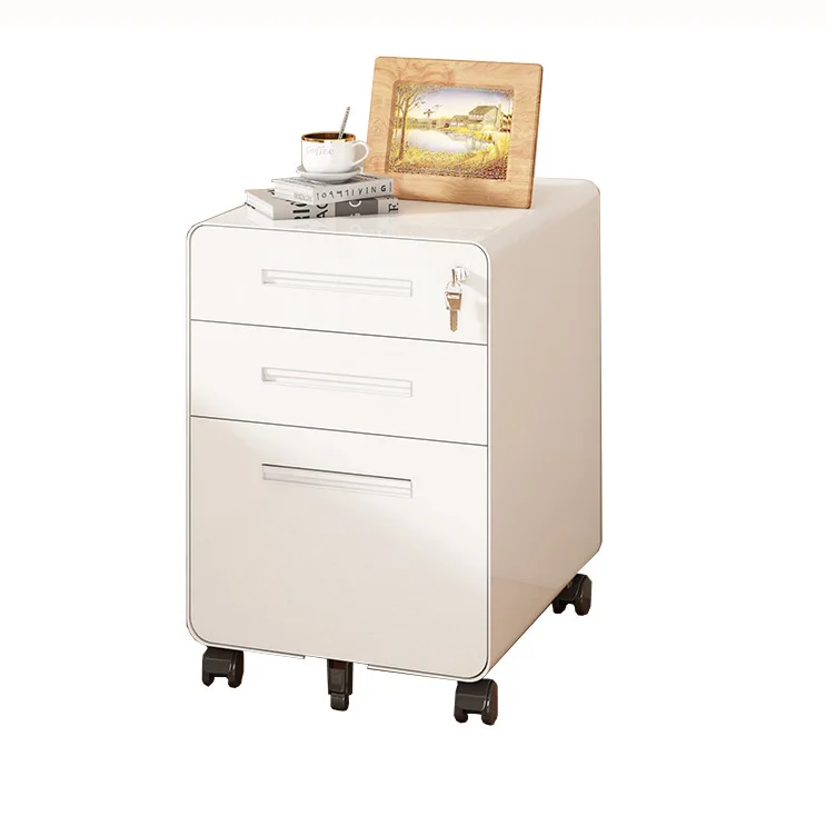 Steel small bedside tableBedside tableSimple modern cream style locking storage cabinetHousehold bedroom wrought iron storage