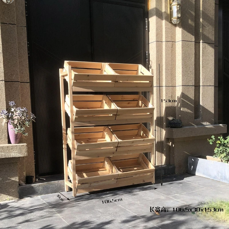

Storage artifact, solid wood wall display rack, free installation of fruit and vegetable kitchen storage rack