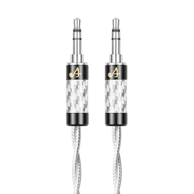 ATAUDIO srebrny Hifi przewód AUX męski kabel wysokiej jakości 3.5mm do 3.5mm męski wtyk Audio kabel przewód aux