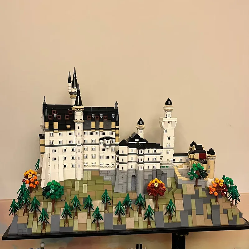 

Замок Neuschwanstein, комплект архитектурной модели, Европейский замок, лесной пейзаж, набор строительных блоков для взрослых, подарок