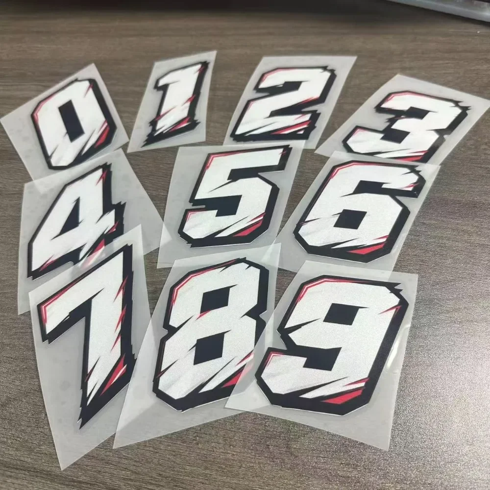 Racing Number Vinyl Decal 0-9 Waterproof Motorsport Stickers for Motorcycle Car Body Helmet Auto Decoration