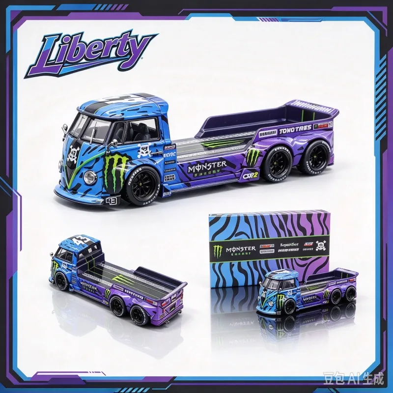 Liberty 1:64 Volkswagen T1 Trailer Claw Coating Alloy Casting Car Model, Adult Collectibles, Cool and Powerful Gift for Boys.