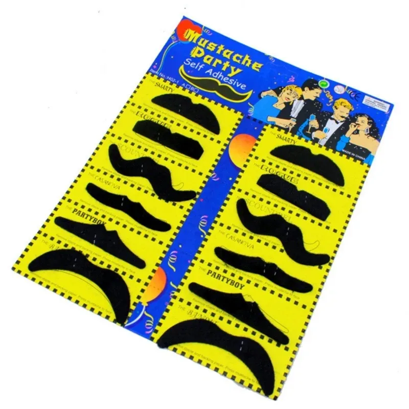 Bigotes falsos autoadhesivos, novedad, disfraz de barba peluda, pegatinas de barba para el pelo Facial para Halloween, Fiesta mexicana, fiesta de Navidad
