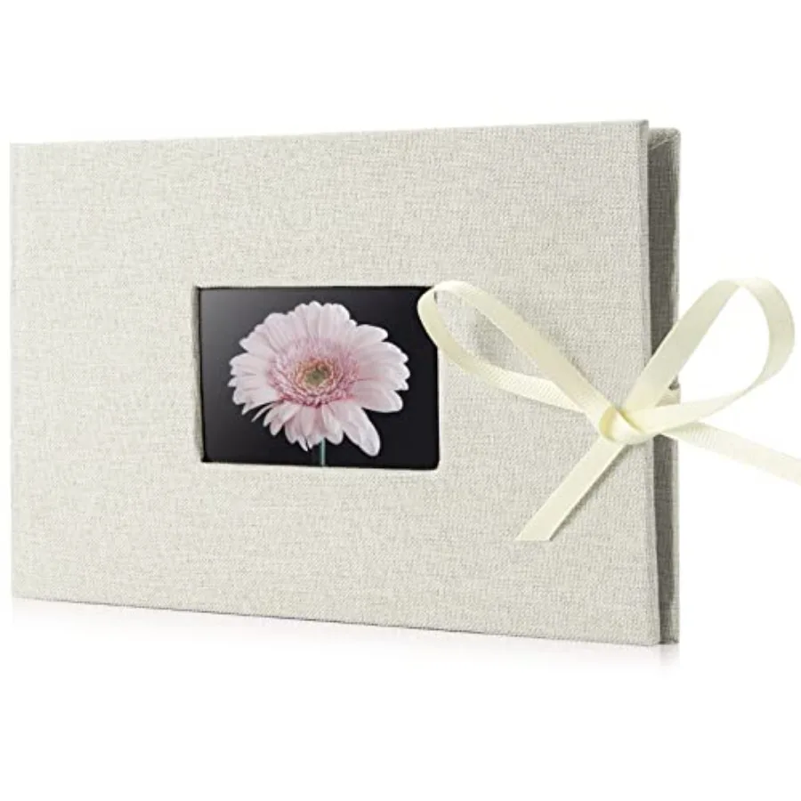 

Small Photo Album 4x6, Picture Album Holds 24 Horizontal Photos, Linen Fabric Cover Picture Book for Photos with Front Window,