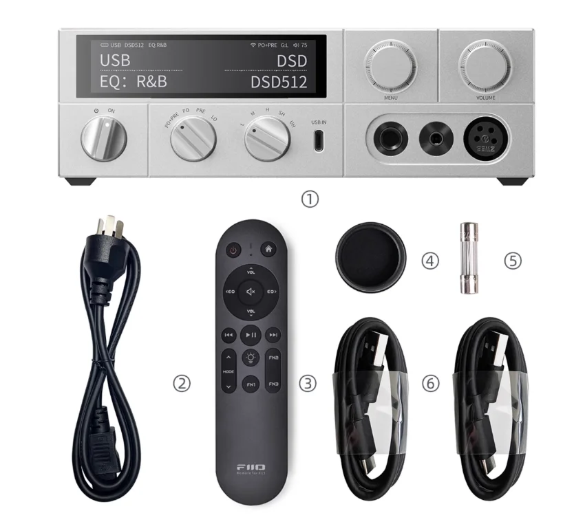 FiiO K15 سطح المكتب DAC ومضخم ضوت سماعة الرأس الراقية AKM DAC AK4497S * 2 مع شاشة لمس 3.93 بوصة 2.4G/5G ثنائي النطاق WIFI مخصص