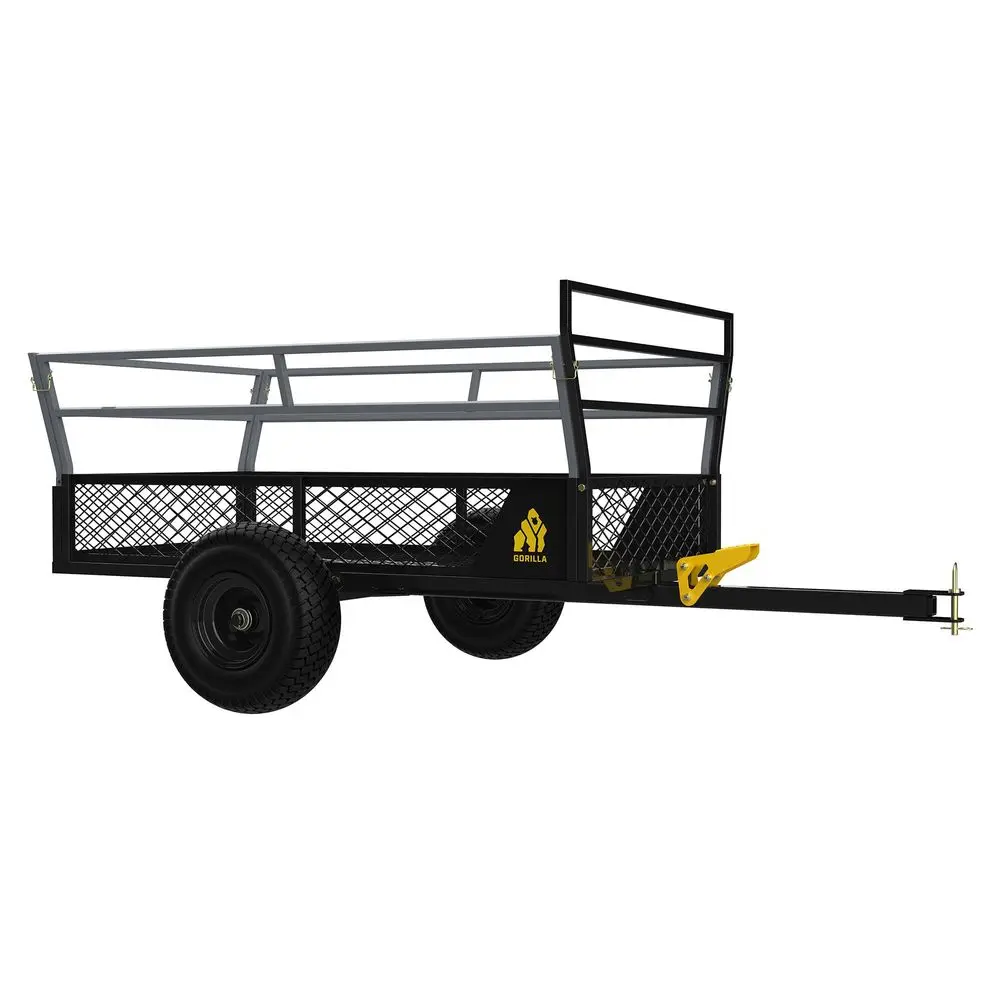 

HeavyDuty ATV Trailer, 25 Cu Ft Large Bed, 1400 lb Load Capacity, Black Towable Steel Utility Dump Cart with 3in1 Tailgate and
