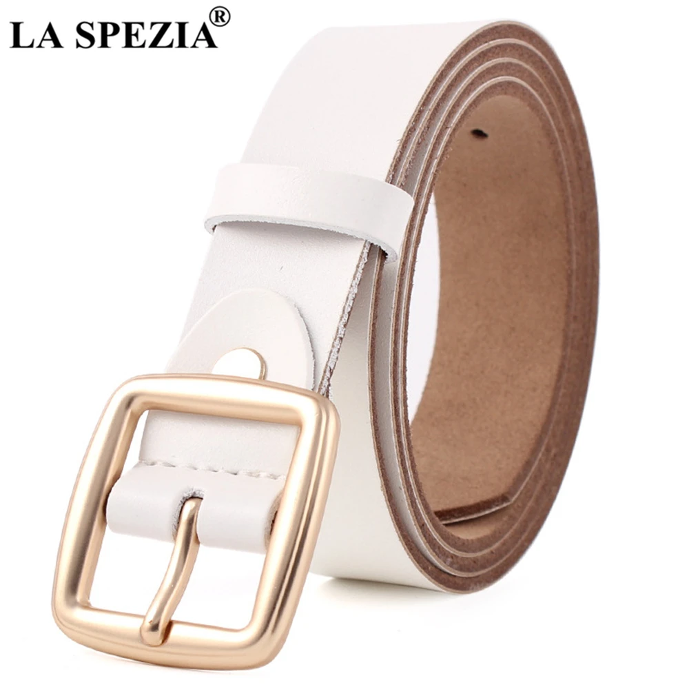 LA SPEZIA الجمل النساء حزام جلد طبيعي دبوس مشبك حزام جلد حقيقي مشبك ذهبي تصميم جديد حزام السيدات عادية
