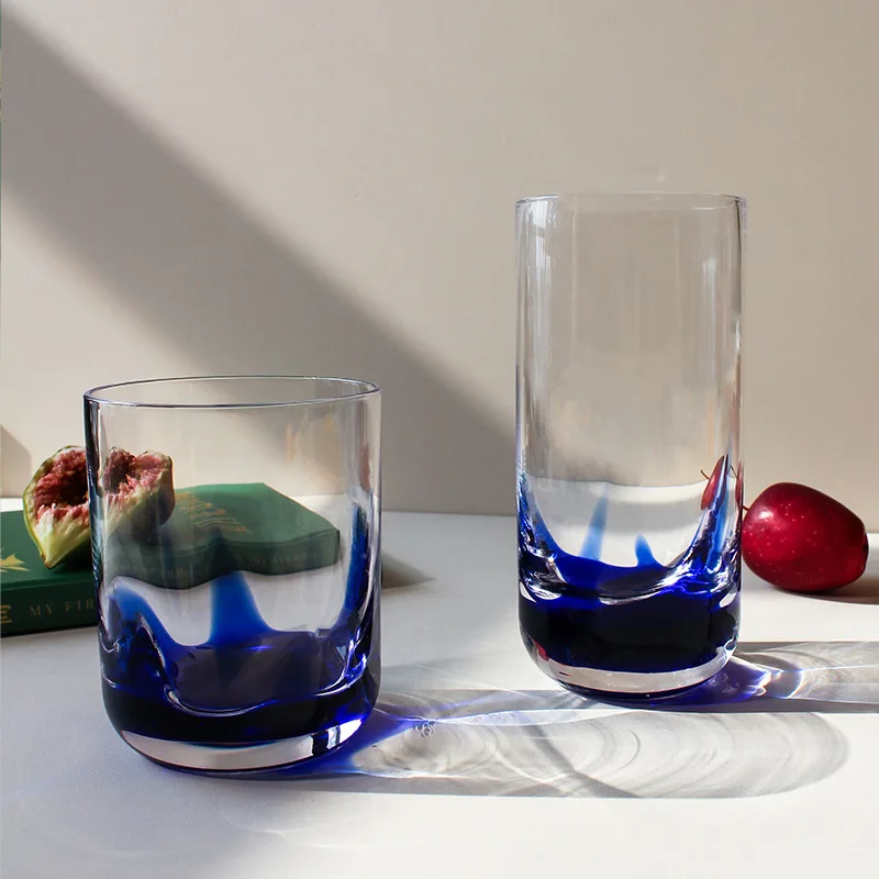 

Glacier Blue Crystal Glass Water Cup Ins Wind Home Breakfast Milk Cup Tea Beverage Juice Premium Beer Cup