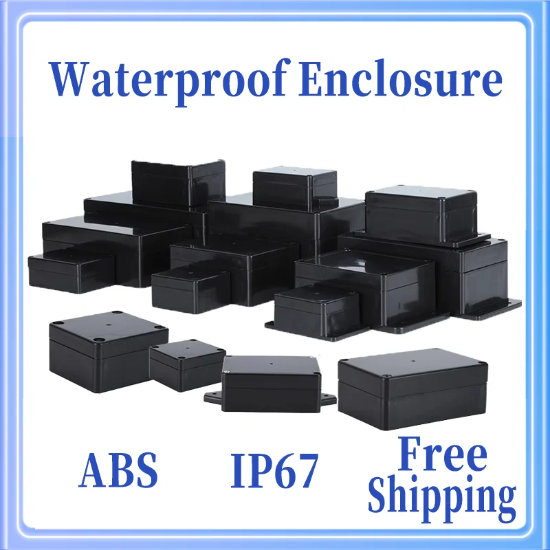 ABS Waterproof Box Electronic Safe Case Plastic Boxes Black Wire Junction Box Plastic Organizer IP67 Waterproof Enclosure