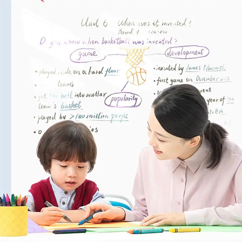 Zelfklevend droog uitwisbaar bord uitwisbaar whiteboard muurbehangsticker voor klaslokaal kantoor koelkast planner muur