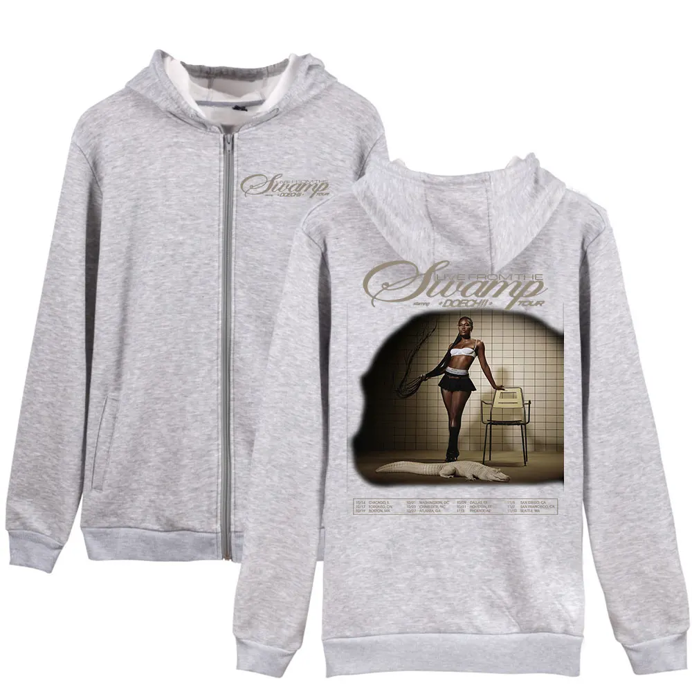 Doechii Live from the Swamp Tour 2025 Bluzy z kapturem Merch Damskie Męskie Długi rękaw Moda Casual Bluza z kapturem na zamek błyskawiczny