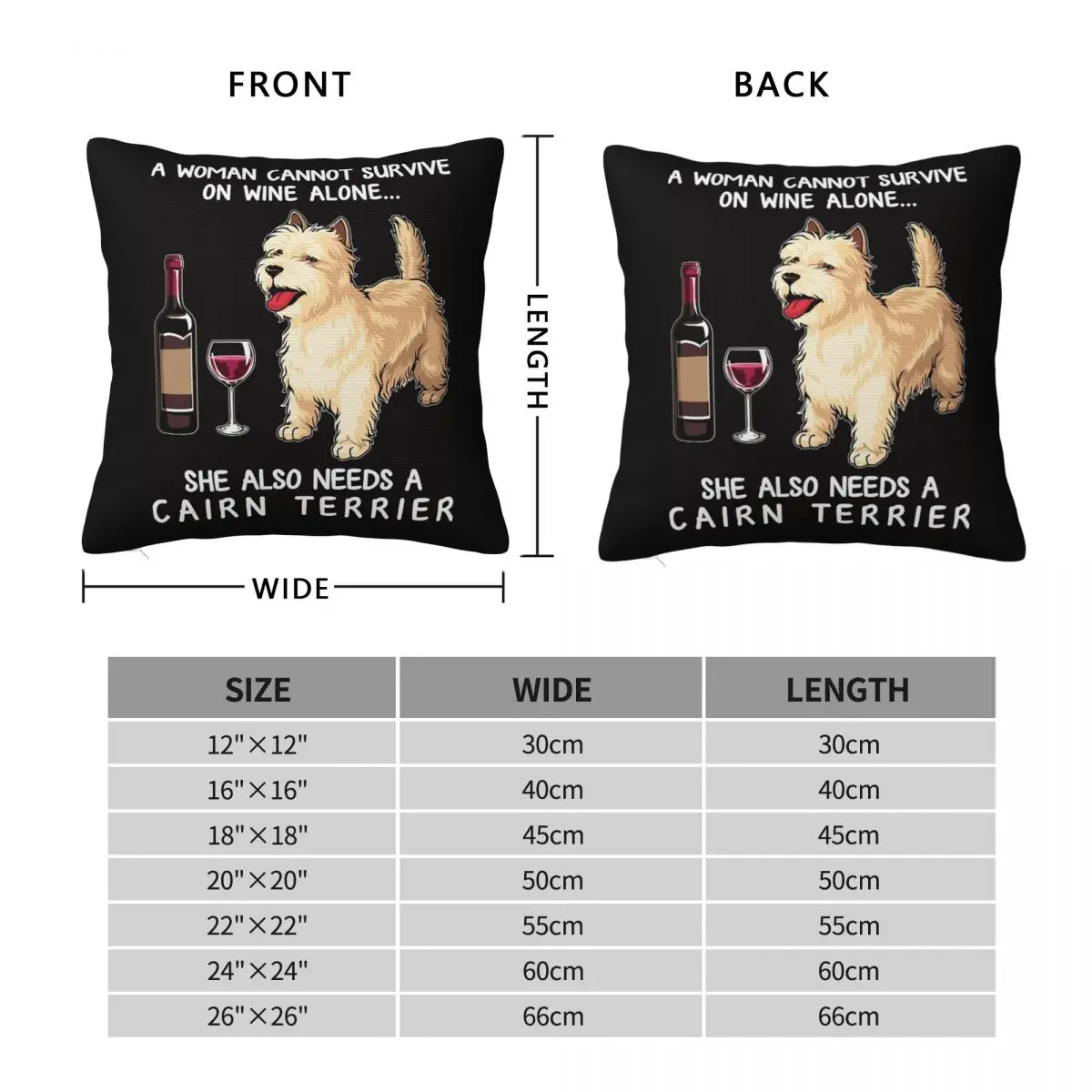 Cairn Terrier And Wine Funny Dog Fitted V Neck Square Pillowcase Pillow Cover Polyester Cushion Zip Throw Pillow for Living Room