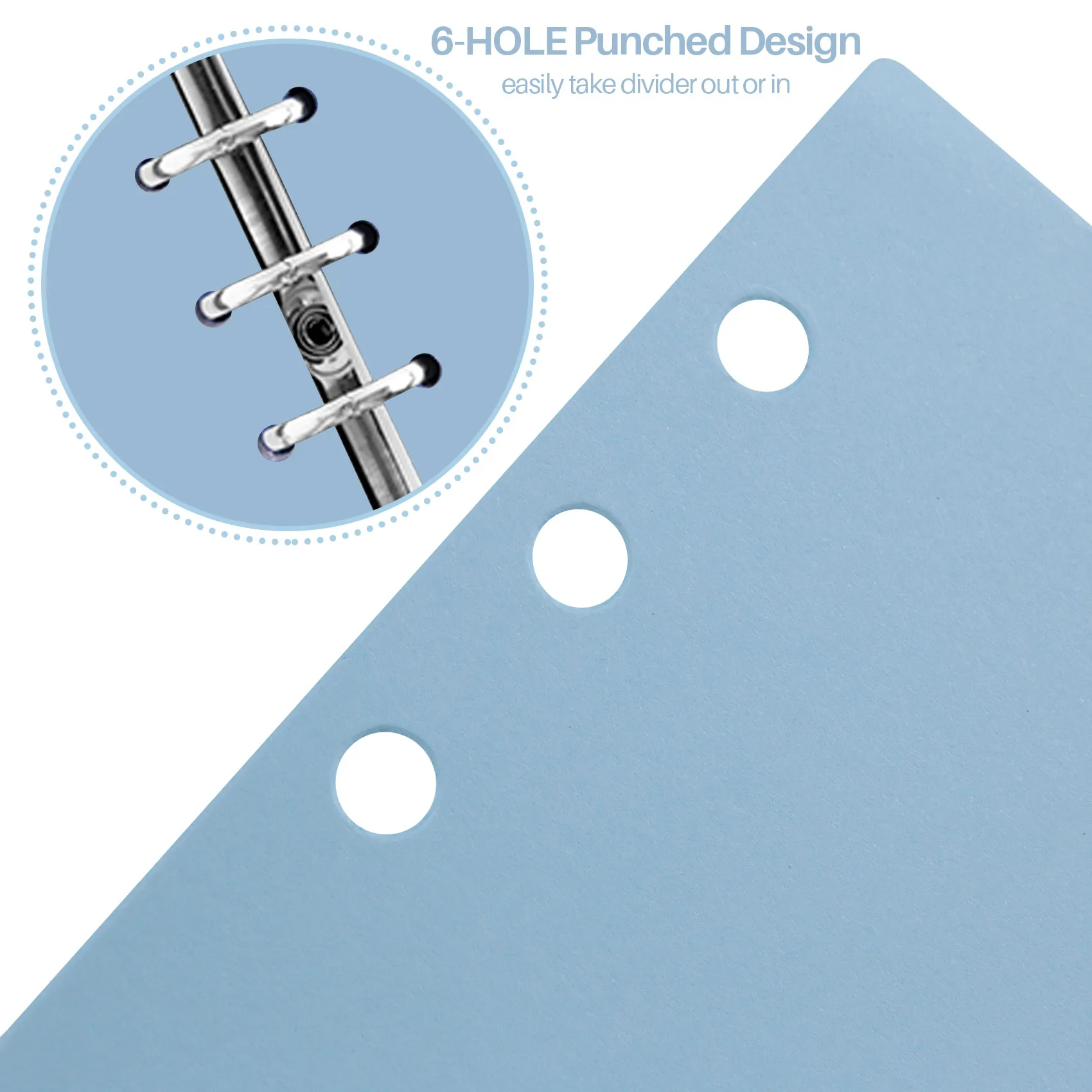 OK 10 Sets A6 Subject Dividers Paper Sheet, Punched File Card Dividers,Tabbed Index Divider for Notebook Insert Planner