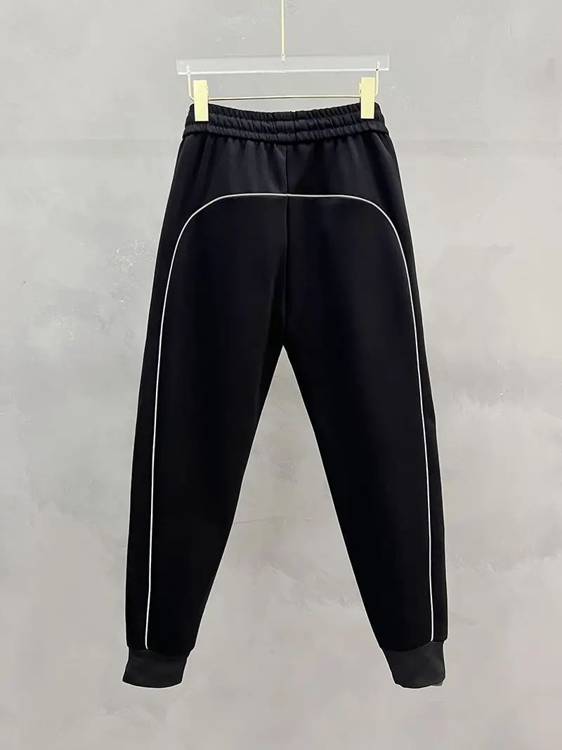 2025 Spring Black Sweatpants Men's Trend Versatile Fashion Youth Pants Elastic Pants